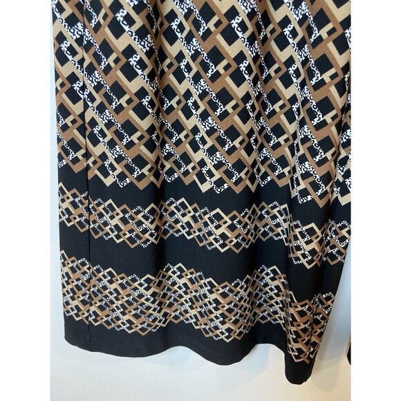 Joseph Ribkoff Pants Wide Leg Stretch Black Tan Cream Size 10 - Picture 2 of 5